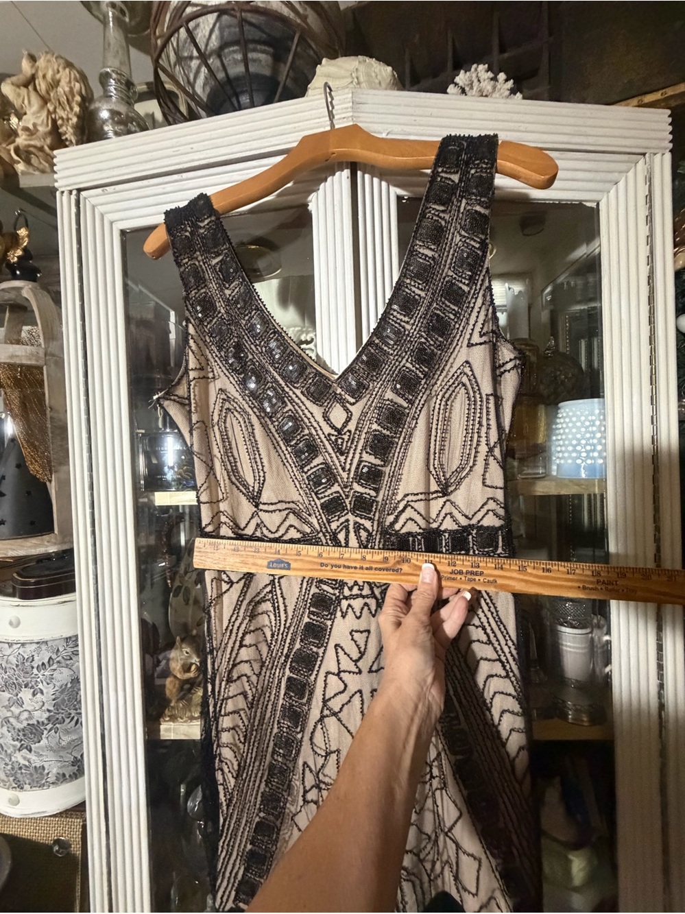 Black & cream lace 1920 flapper dress XL - Picture 4 of 11